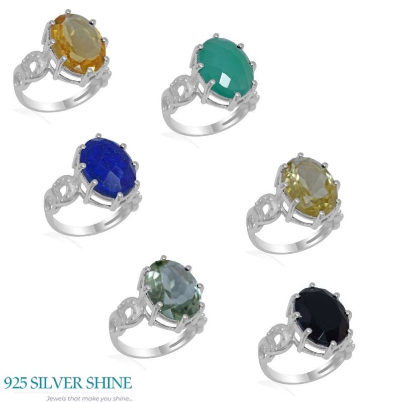 Green Amethyst Sterling Silver Rings 925SR1882_2