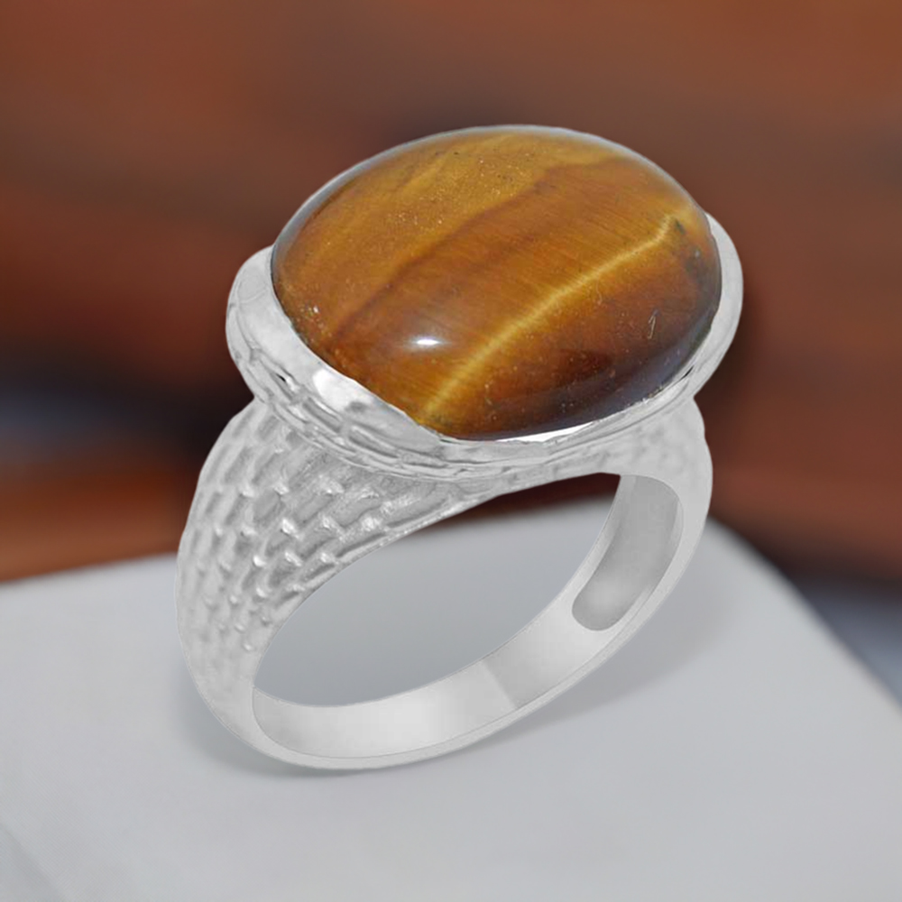 925 Sterling Silver Rings In Tiger's Eye Gemstone Jewelry 925SR1888