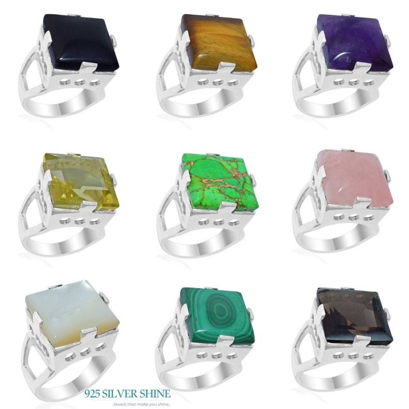 Fine 925 Sterling Silver Rings In Genuine Green Copper Turquoise Gemstone 925SR1909_2