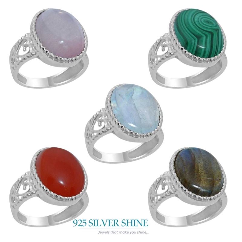 925 Sterling Silver Rings In Natural Malachite Gemstone 925SR1919_2