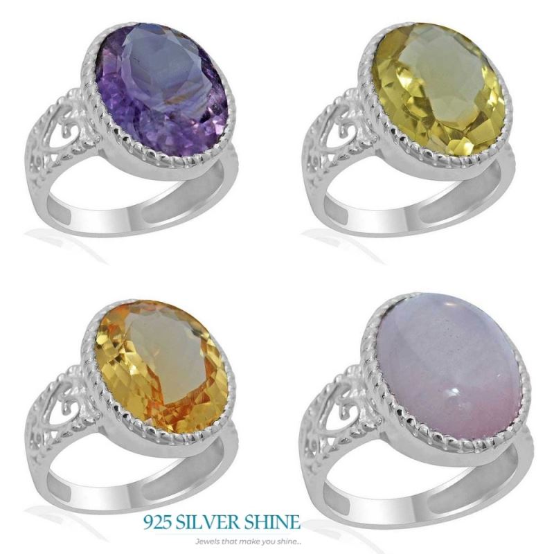 925 Sterling Silver Rings In Genuine Green Onyx Gemstone 925SR1921_2