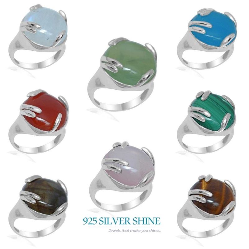 925 Sterling Silver Rings In Chalcedony Gemstone Jewelry 925SR1947_1