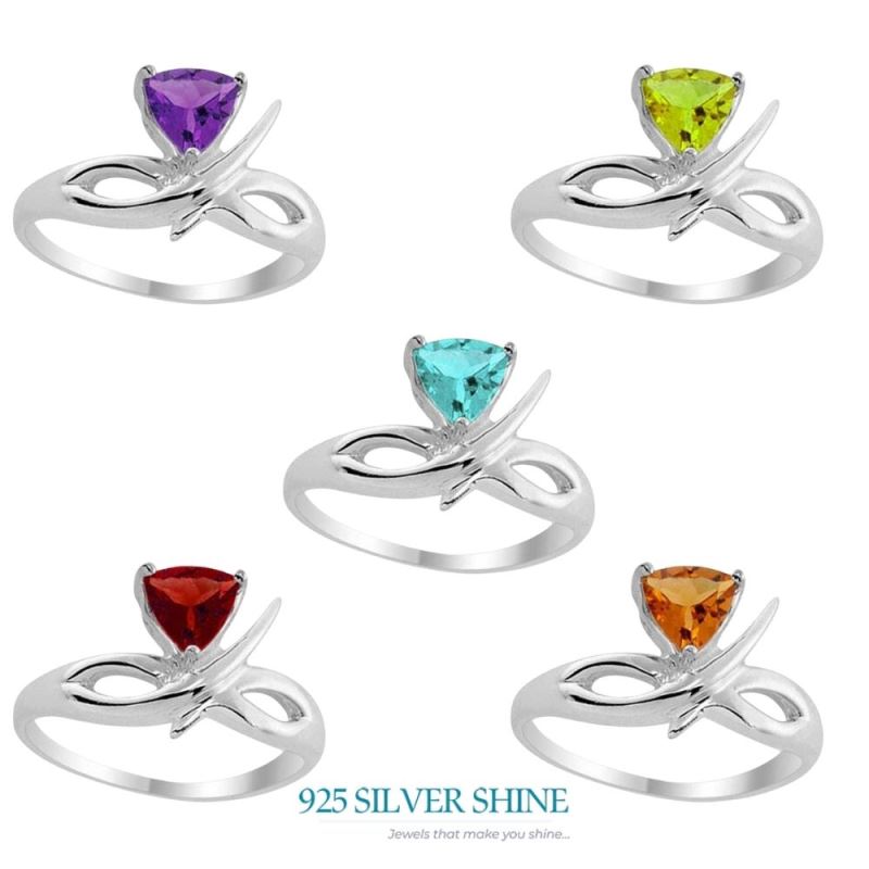 Trillion Citrine Gemstone Silver Rings Jewelry 925SR1971_2
