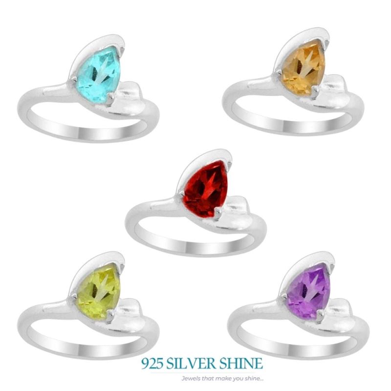 Peridot Cut Stone Sterling Silver Engagement Rings 925SR1979_2