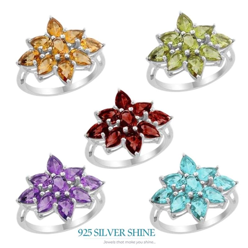 925 Sterling Silver Rings In Genuine Garnet Gemstone 925SR2000_1