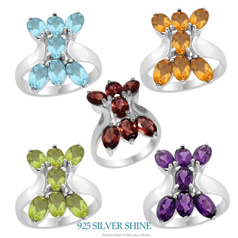 925 Sterling Silver Rings In Genuine Citrine Gemstone 925SR2012_2