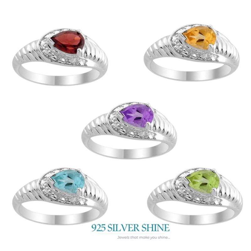Sterling Silver Citrine Gemstone Wedding Rings 925SR2017_2