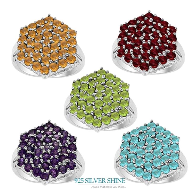 Genuine Amethyst Gemstone Rings In 925 Sterling Silver Jewelry 925SR2024_1