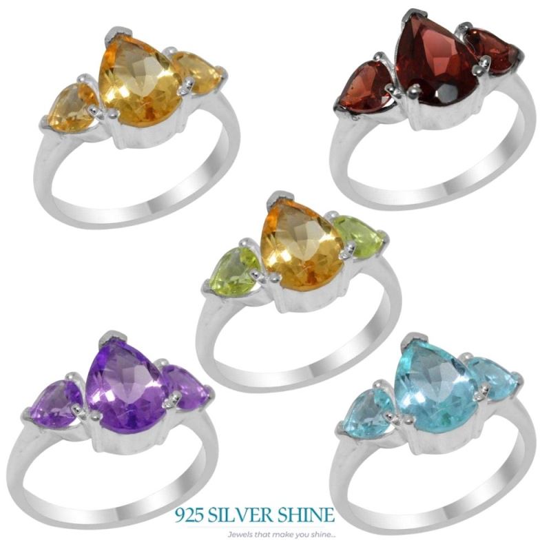 925 Sterling Silver Handmade Rings In Blue Topaz Gemstone Jewelry 925SR2040_2