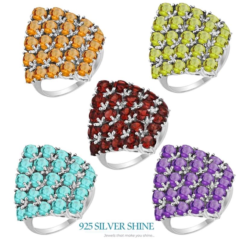 925 Sterling Silver Handmade Rings In Blue Topaz Gemstone Jewelry 925SR2053_1