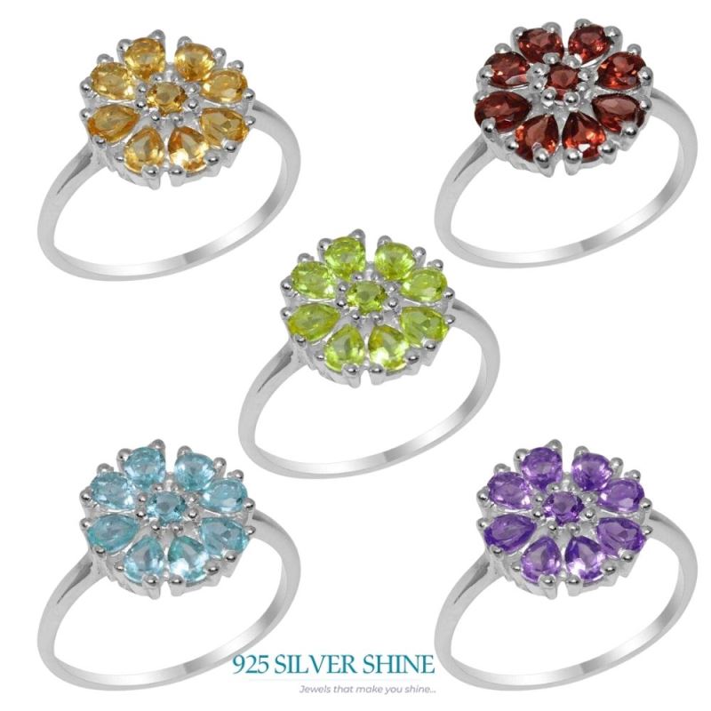 Fine 925 Sterling Silver Rings In Natural Blue Topaz Gemstone 925SR2065_1