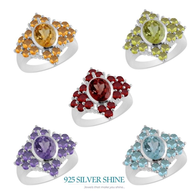 Semi Precious Peridot Gemstone Rings In Solid 925 Silver 925SR2072_2