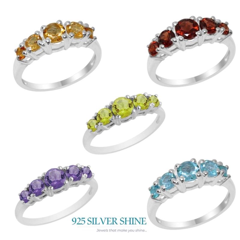 925 Sterling Silver Rings In Genuine Blue Topaz Gemstone 925SR2085_2