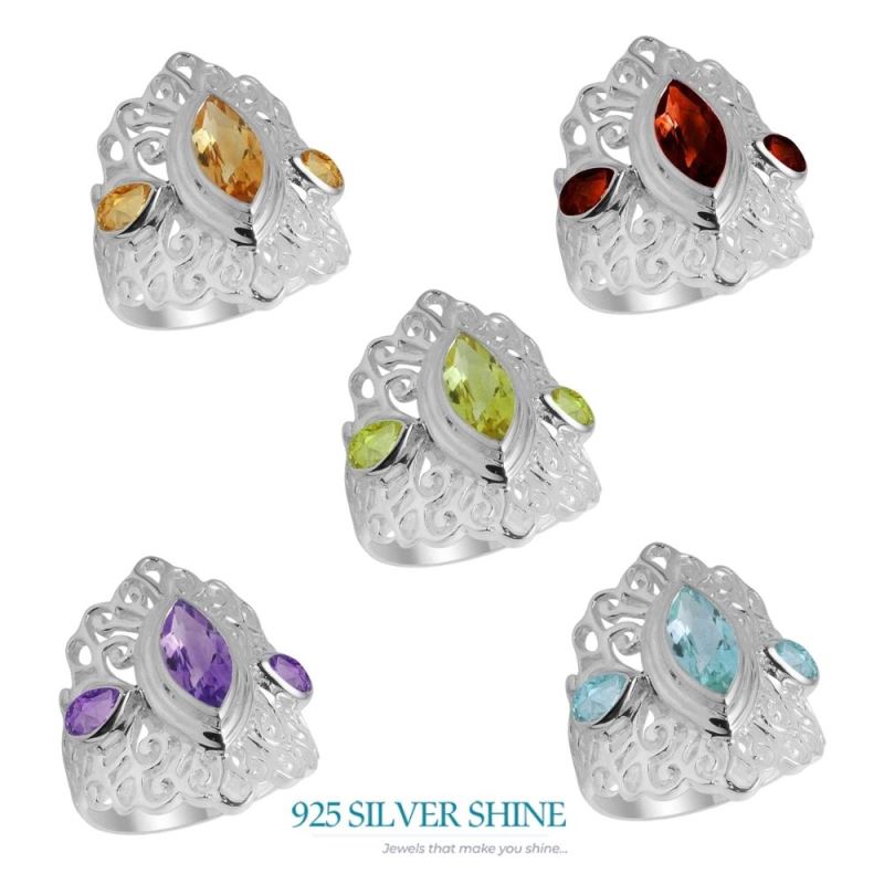 Semi Precious Blue Topaz Gemstone Rings In 925 Sterling Silver Jewelry 925SR2099_2