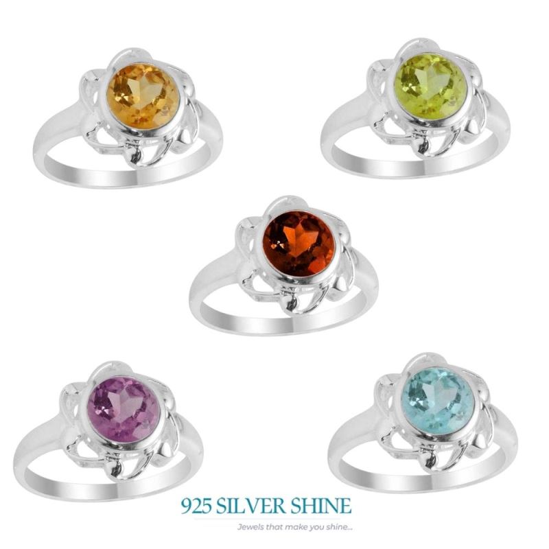 Sterling Silver Lutes Citrine Rings For Womens 925SR2103_2
