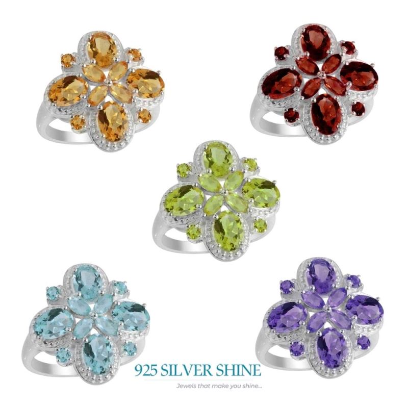 925 Sterling Silver Rings In Garnet Gemstone Jewelry 925SR2117_2