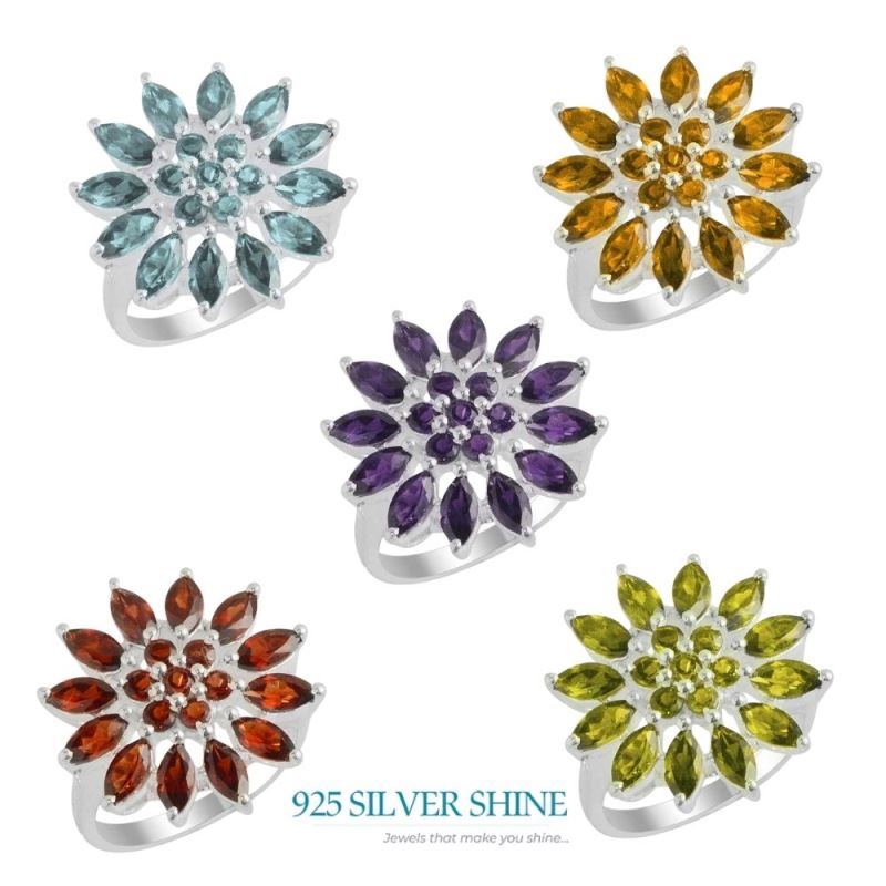 Fine 925 Sterling Silver Rings In Natural Blue Topaz Gemstone 925SR2144_1