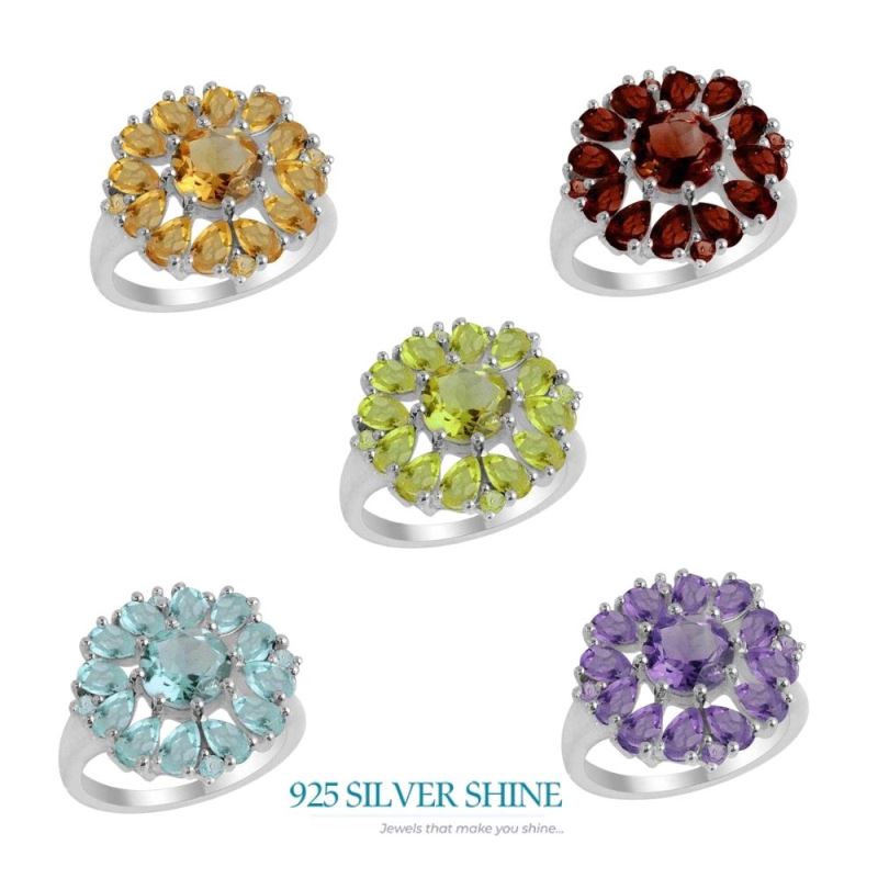 925 Sterling Silver Rings In Semi Precious Blue Topaz Gemstone 925SR2160_1