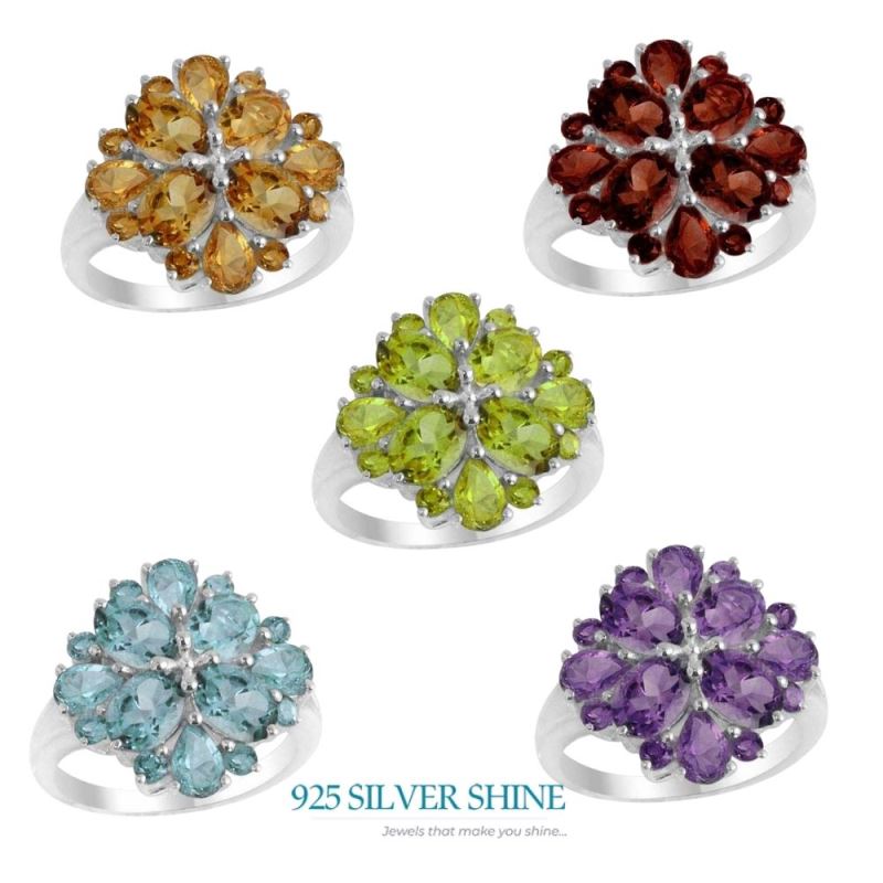 925 Sterling Silver Rings In Natural Blue Topaz Gemstone 925SR2165_1