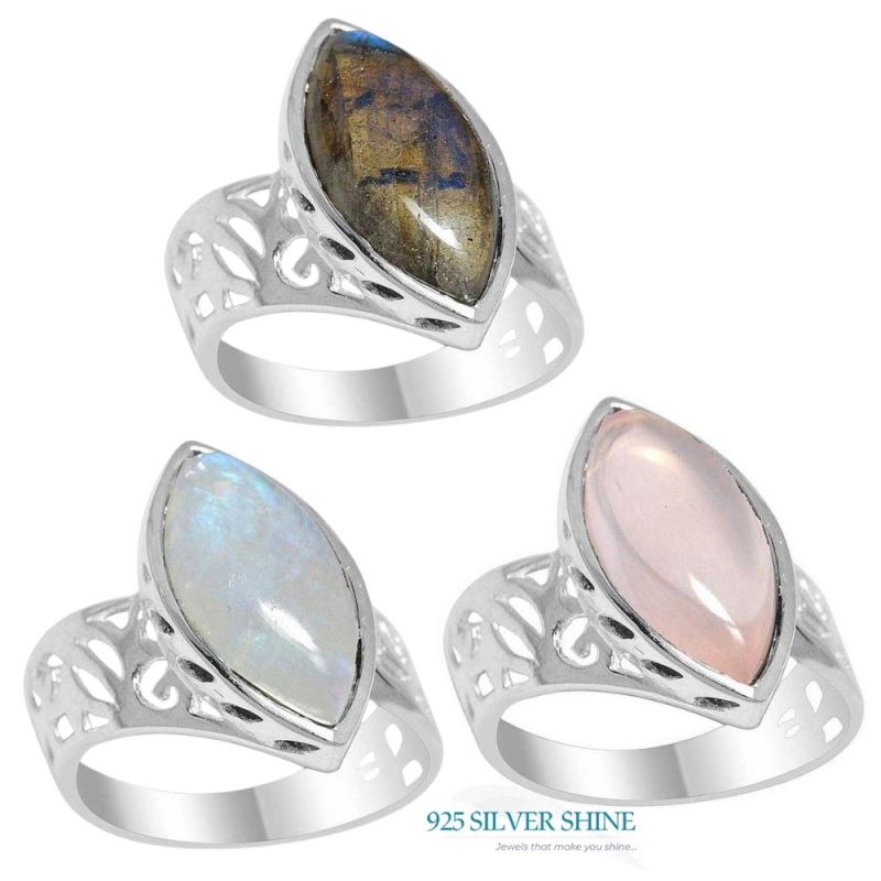 925 Sterling Silver Handmade Rings In Labradorite Gemstone Jewelry 925SR2186_1