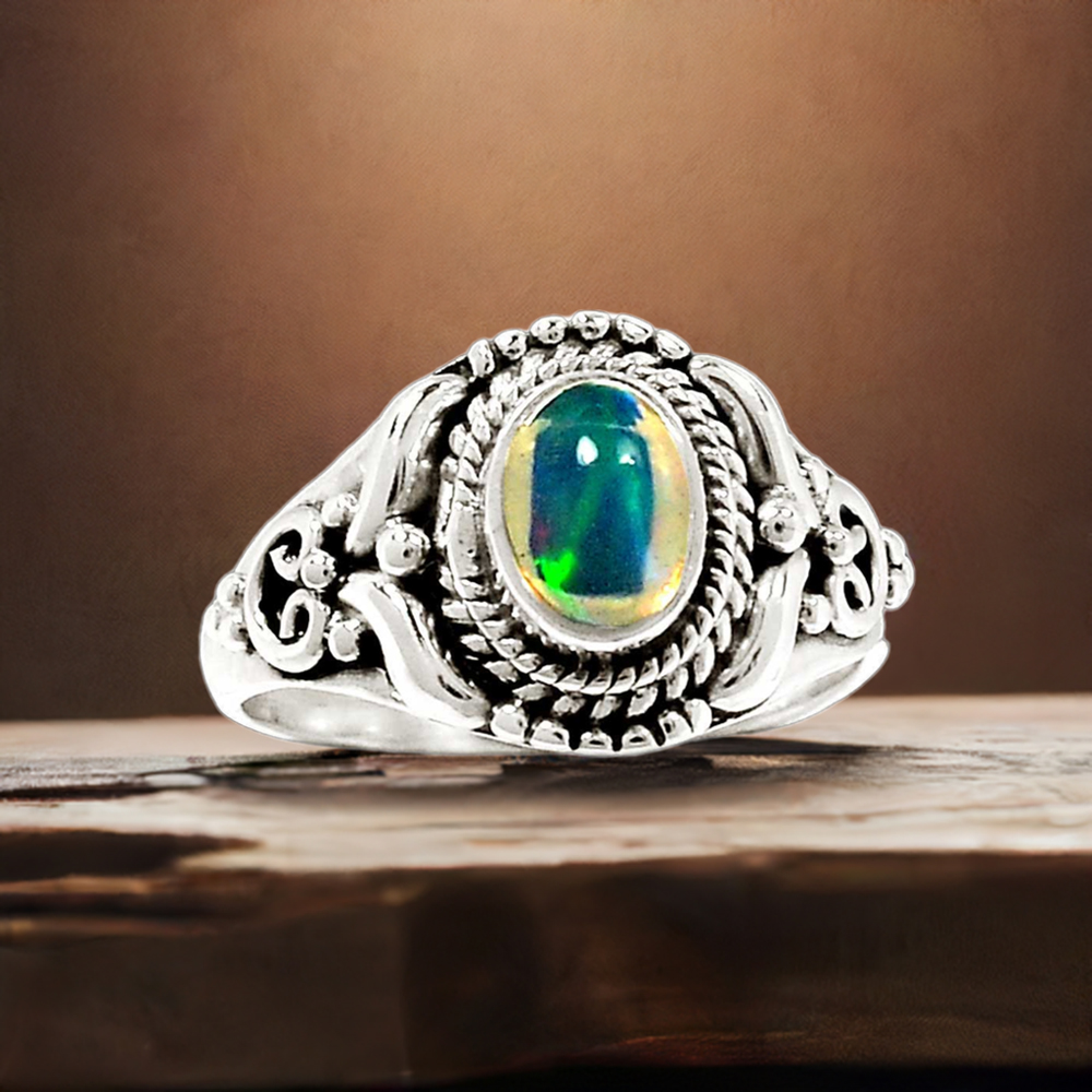 Stunning Opal Gemstone Handmade Ring In Sterling Silver Jewelry 925SR2329