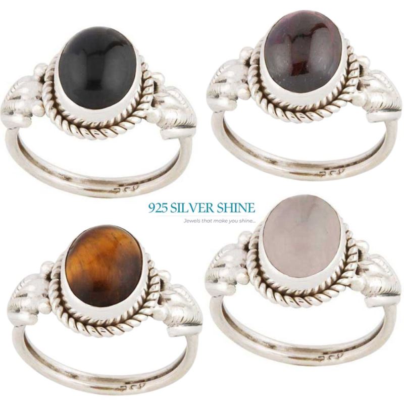 925 Sterling Silver Handmade Rings In Rose Quartz Gemstone Jewelry 925SR2772_2