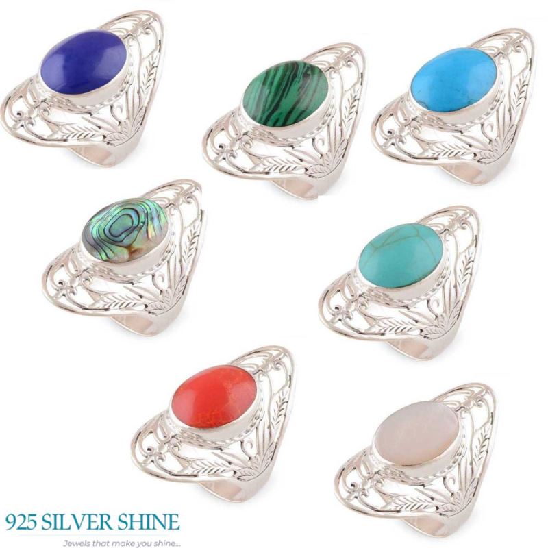Solid 925 Silver Rings In Natural Malachite Gemstone 925SR2782_2