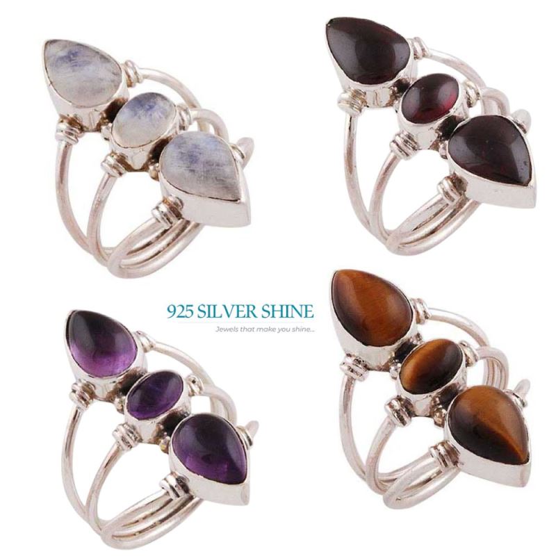 925 Sterling Silver Rings In Semi Precious Tiger's Eye Gemstone 925SR2804_2