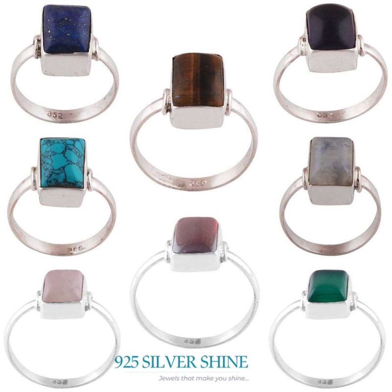 Natural Turquoise Gemstone Rings In 925 Sterling Silver Jewelry 925SR2821_2