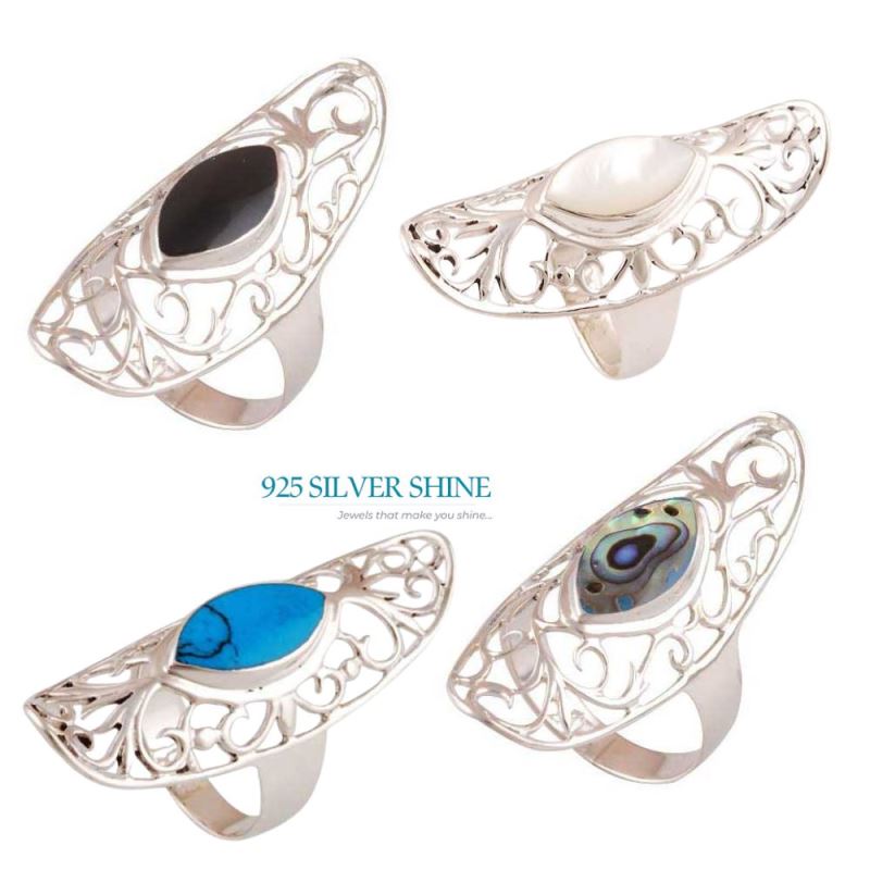 925 Sterling Silver Rings In Black Onyx Gemstone Jewelry 925SR2845_1