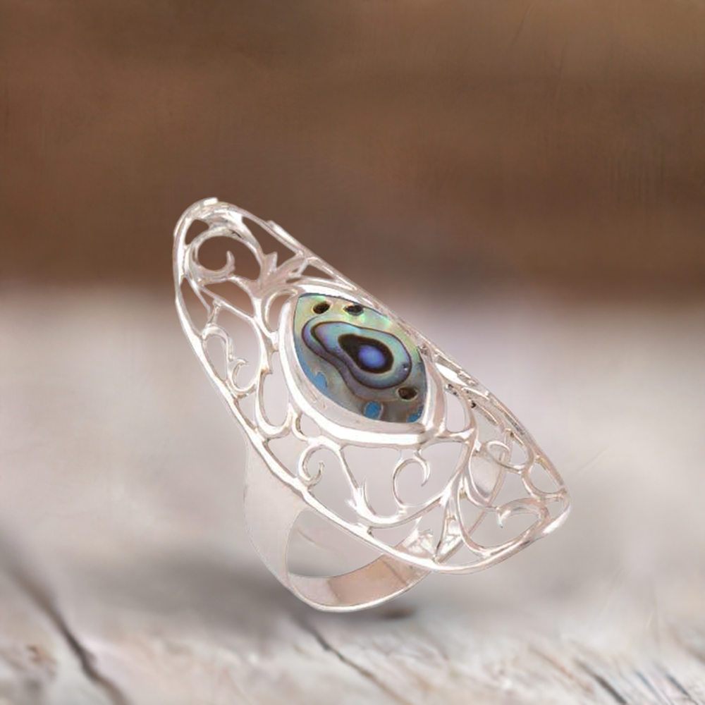 925 Sterling Silver Rings In Abalone Shell Gemstone Jewelry 925SR2846