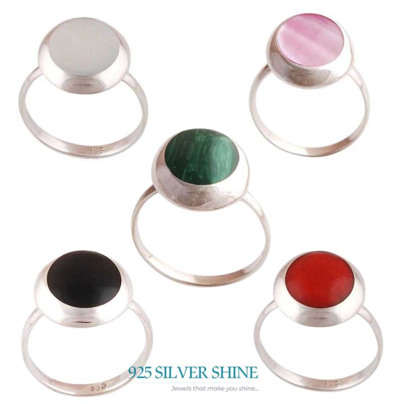 Genuine Malachite Gemstone Rings In Solid 925 Silver 925SR2872_1