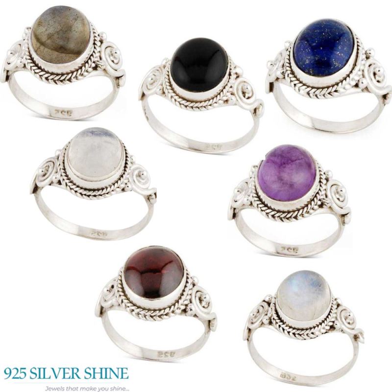 Semi Precious Black Onyx Gemstone Rings In 925 Sterling Silver 925SR2947_2