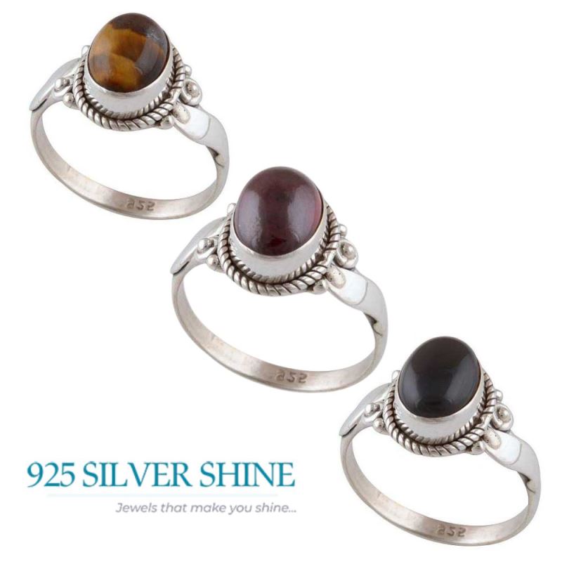 925 Sterling Silver Rings In Natural Black Onyx Gemstone 925SR2955_2