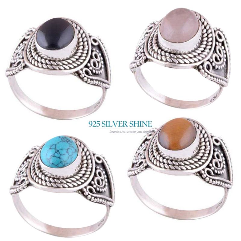 Natural Black Onyx Gemstone Rings In 925 Sterling Silver Jewelry 925SR2976_2