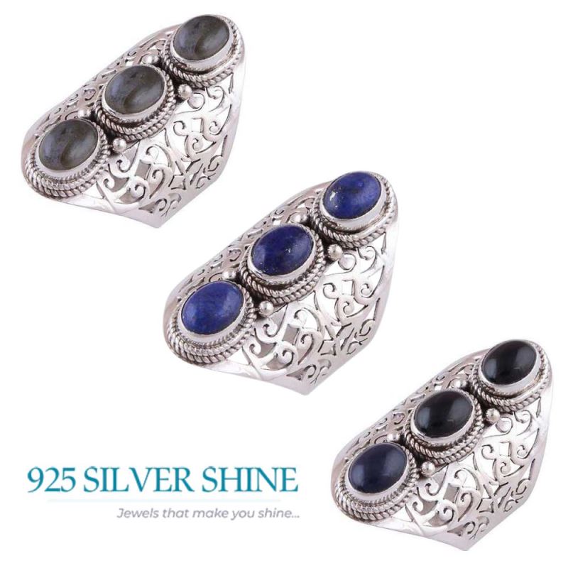 Solid 925 Silver Rings In Natural Lapis Gemstone 925SR3019_2