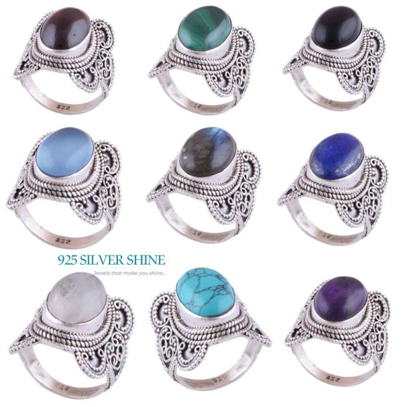 Genuine Malachite Gemstone Rings In 925 Sterling Silver 925SR3027_2