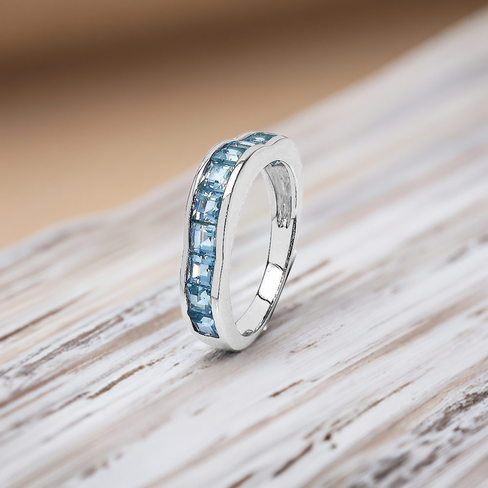 925 Sterling Silver Rings In Genuine Blue Topaz Gemstone 925SR3036