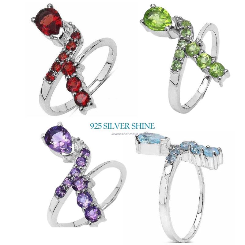 925 Sterling Silver Rings In Natural Blue Topaz Gemstone 925SR3040_3