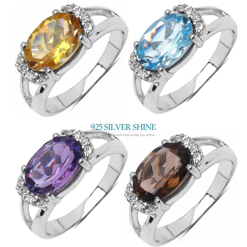 Semi Precious Smoky Quartz Gemstone Rings In 925 Sterling Silver Jewelry 925SR3059_3