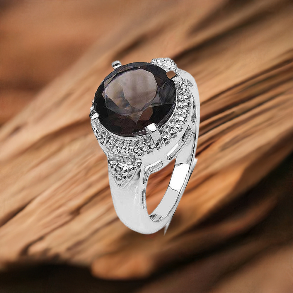 925 Sterling Silver Rings In Smoky Quartz Gemstone Jewelry 925SR3075