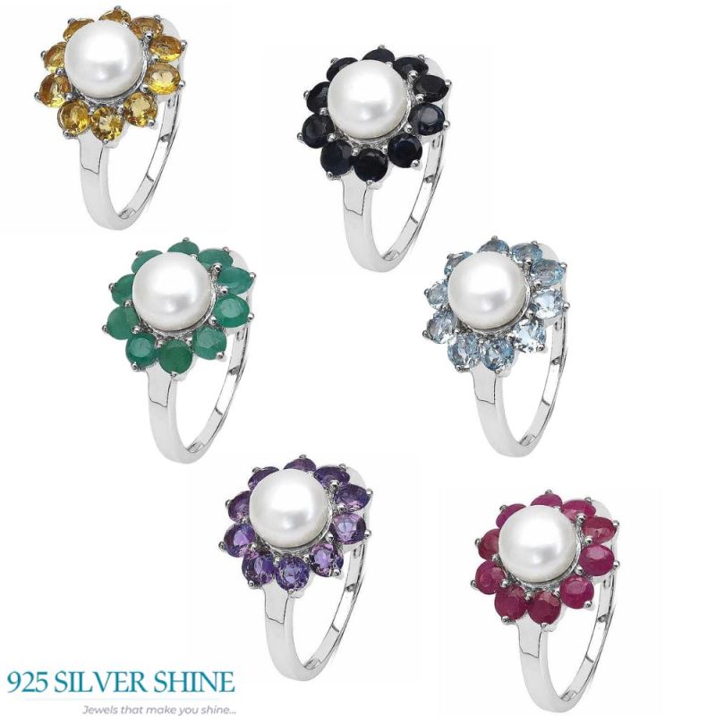 Fine 925 Sterling Silver Rings In Natural Multi Gemstone 925SR3101_3