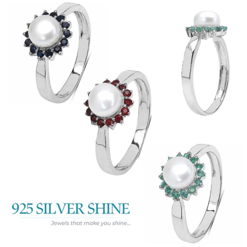 Fine 925 Sterling Silver Rings In Genuine Multi Gemstone 925SR3103_3