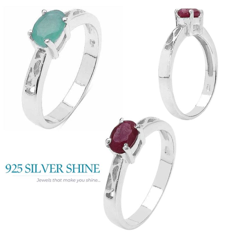 Genuine Green Onyx Gemstone Rings In Solid 925 Silver 925SR3109_3