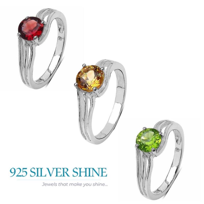 Citrine Birthstone Sterling Silver Rings 925SR3295_3