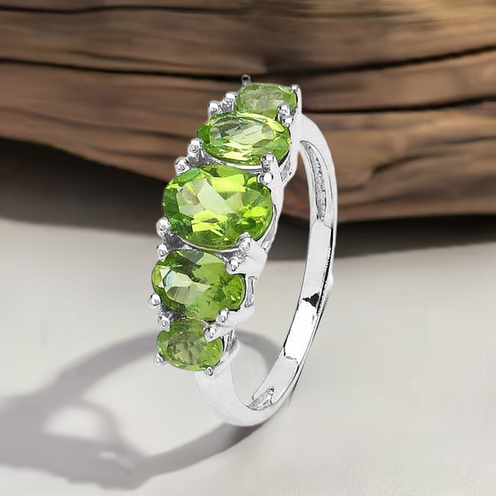 Natural Peridot Gemstone Rings In 925 Sterling Silver Jewelry 925SR3301
