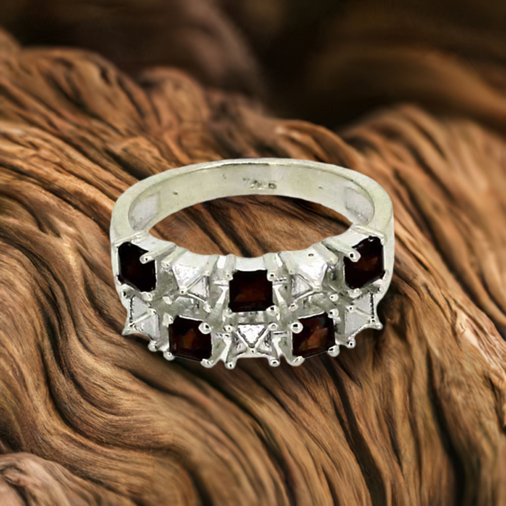 Natural Garnet Gemstone Rings In 925 Sterling Silver Jewelry 925SR3310