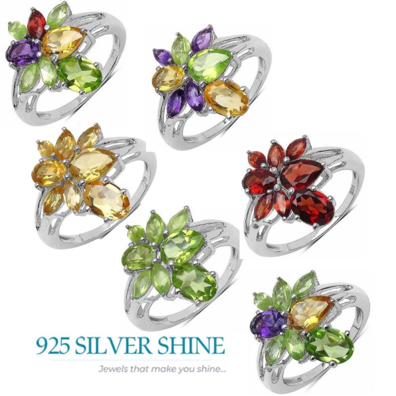 925 Sterling Silver Handmade Rings In Multi Gemstone Jewelry 925SR3328_3