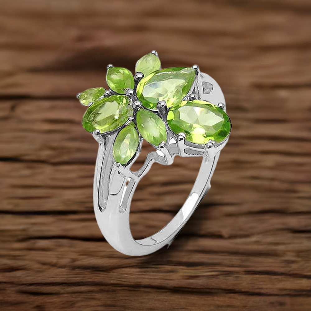 925 Sterling Silver Handmade Rings In Peridot Gemstone Jewelry 925SR3329