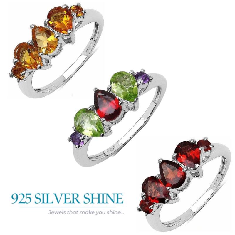 925 Sterling Silver Handmade Rings In Multi Gemstone Jewelry 925SR3342_3